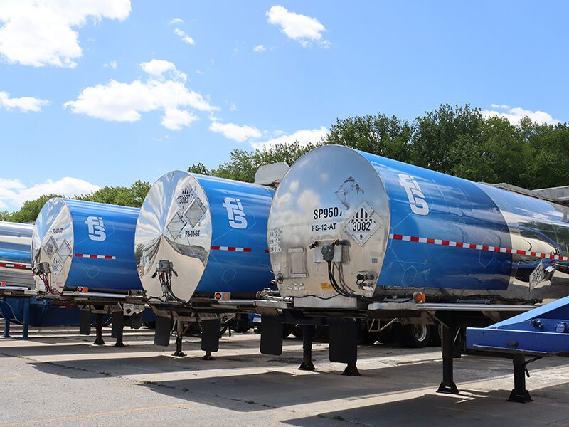 Fleet of tanker trucks from FSI for transporting chemical ingredients for Polyurethane manufacturing