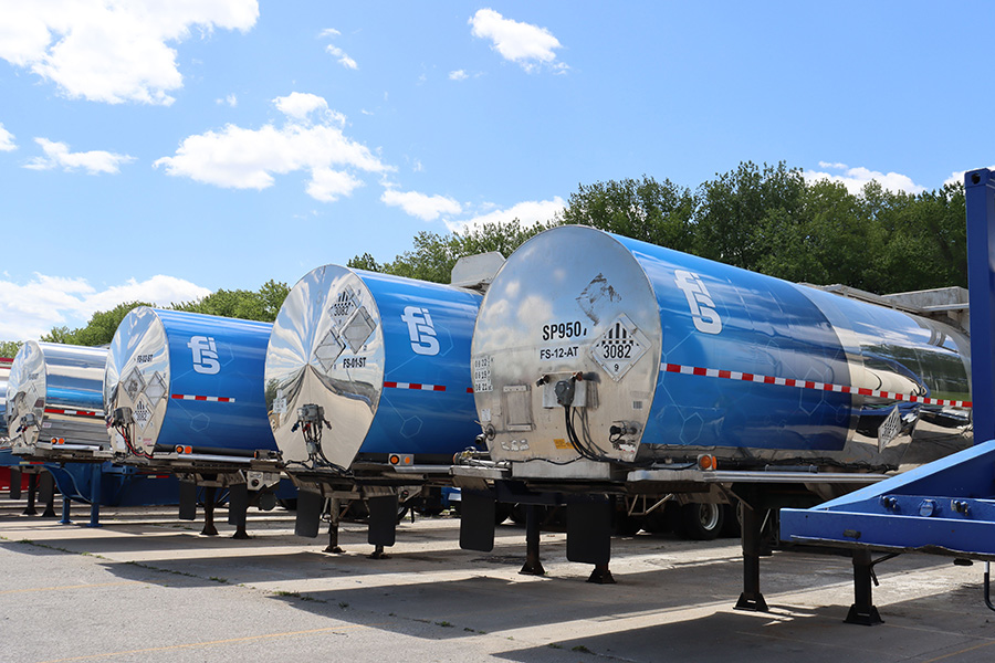 Fleet of tanker trucks from FSI for transporting chemical ingredients for Polyurethane manufacturing